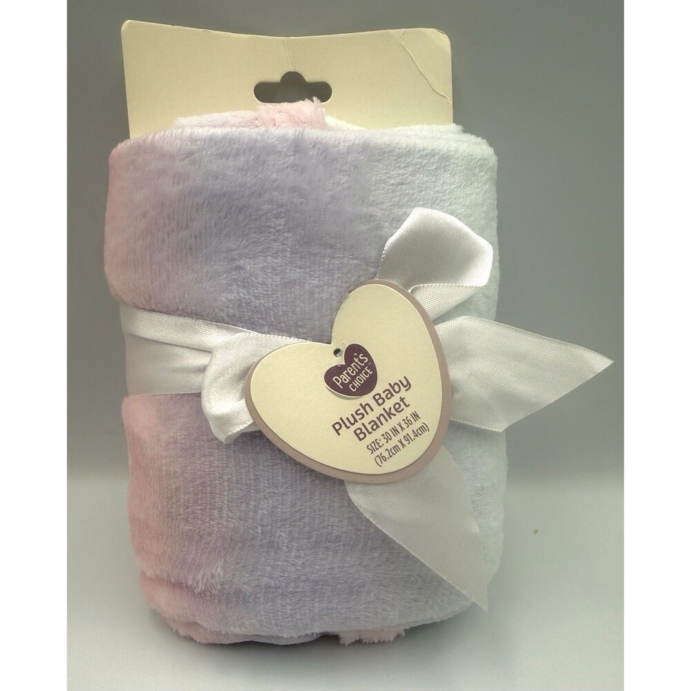 Parent's Choice Ombre Plush Baby Blanket 30"x36" Pink Blue Purple Pastel